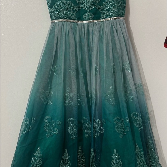 Rare Editions Teal and Silver Kids Formal Dress - Picture 1 of 8